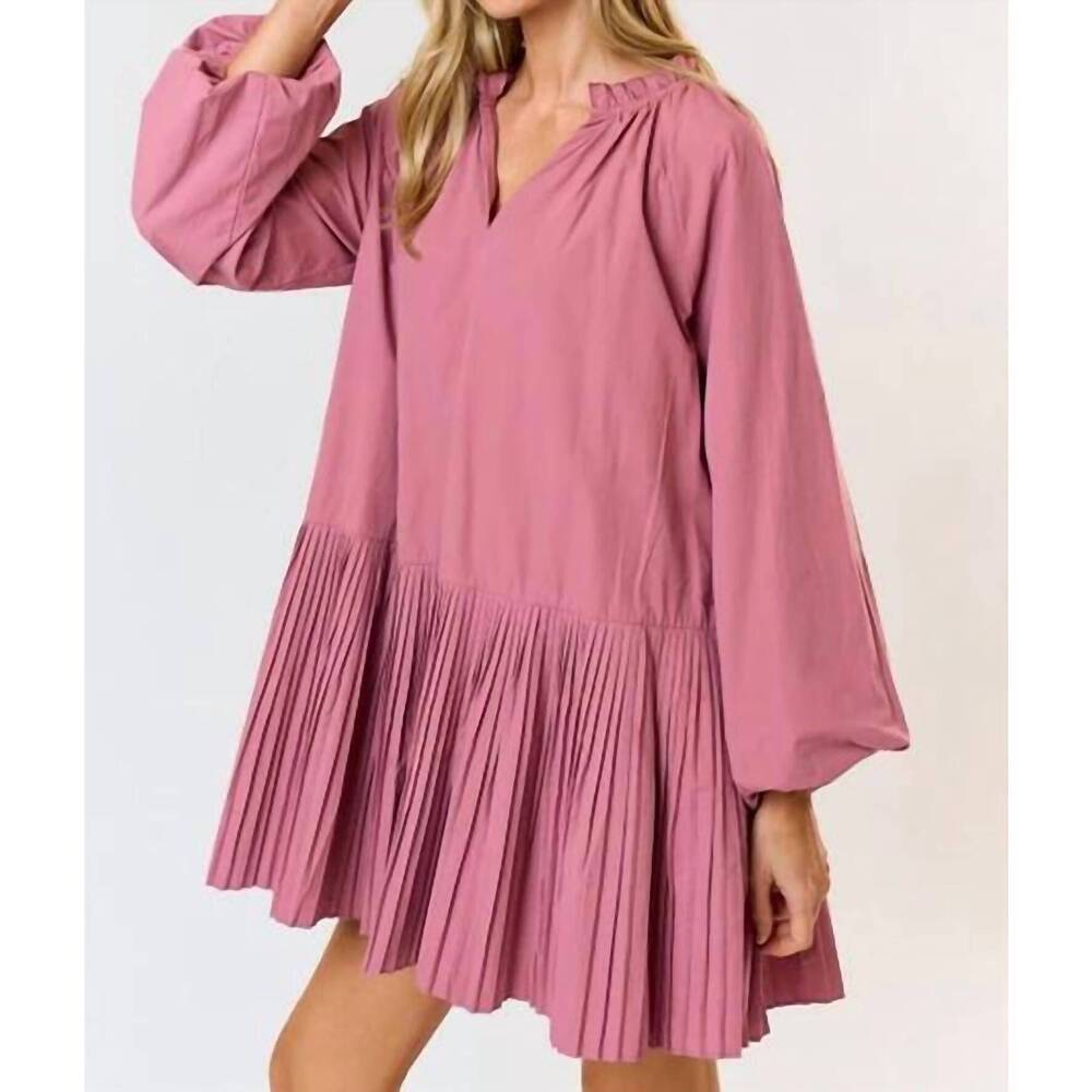 NEW LALAVON make it swift pleated mini dress in mauve